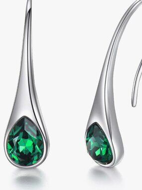 925 Sterling Silver Crystal Drop Earrings